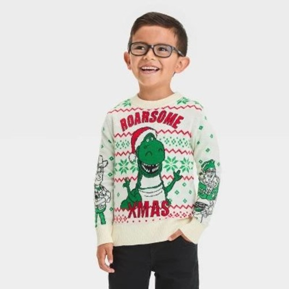 Disney Toy Story Rex Roarsome Xmas Holiday Sweater Kids size 4T